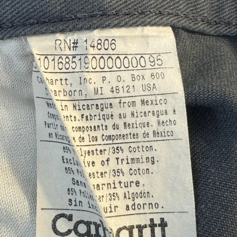 Carhartt Pants Mens 40x32 Gray Blended Twill Work B290 DKG Durable Straight Leg